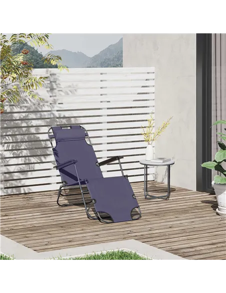 Outsunny 2 in 1 Folding Sun Lounger Reclining Garden Chair with 2-Level Adjustable Backrest, Outdoor Zero Gravity Recliner Garde