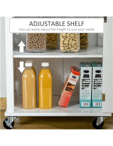 HOMCOM Kitchen Cart Storage Trolley Wooden Cabinet with Drawer Cupboard Towel Rail White