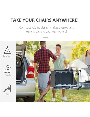 Outsunny 2pc Reclining Zero Gravity Sun Loungers ,Folding Chaise Lounge Chair with Cushions, Dark Grey