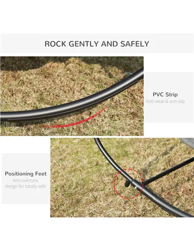 Outsunny Double Sun Lounger, Rocking Lounger Sunbed Daybed with Armrest and Headrest Pillow, for Two, For Outdoor Patio Garden, 