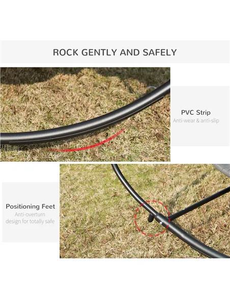 Outsunny Double Sun Lounger, Rocking Lounger Sunbed Daybed with Armrest and Headrest Pillow, for Two, For Outdoor Patio Garden, 