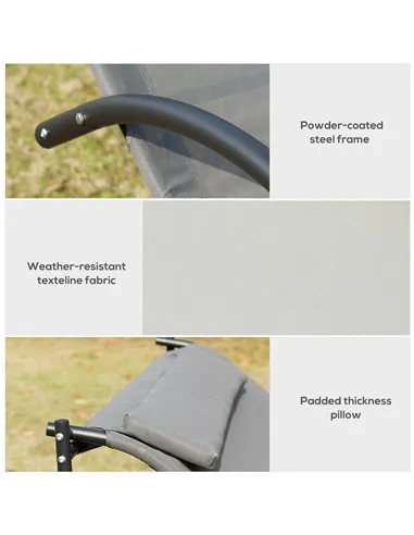 Outsunny Double Sun Lounger, Rocking Lounger Sunbed Daybed with Armrest and Headrest Pillow, for Two, For Outdoor Patio Garden, 