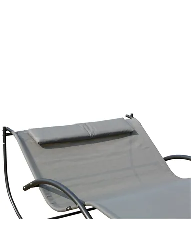 Outsunny Double Sun Lounger, Rocking Lounger Sunbed Daybed with Armrest and Headrest Pillow, for Two, For Outdoor Patio Garden, 