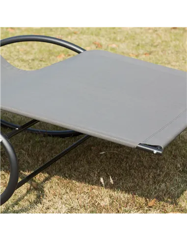 Outsunny Double Sun Lounger, Rocking Lounger Sunbed Daybed with Armrest and Headrest Pillow, for Two, For Outdoor Patio Garden, 