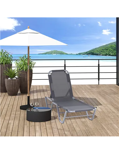 Outsunny Sun Lounger Relaxer Recliner w/ 5-Position Adjustable Backrest Pool Sun Bathing