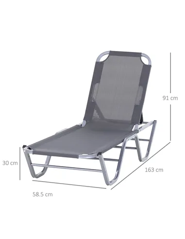 Outsunny Sun Lounger Relaxer Recliner w/ 5-Position Adjustable Backrest Pool Sun Bathing