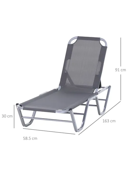 Outsunny Sun Lounger Relaxer Recliner w/ 5-Position Adjustable Backrest Pool Sun Bathing