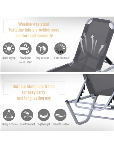 Outsunny Sun Lounger Relaxer Recliner w/ 5-Position Adjustable Backrest Pool Sun Bathing