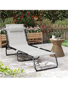 Outsunny Foldable Sun Lounger, Outdoor 4 Level Adjustable Backrest Reclining Chaise Chair, Steel Frame Recliner Chair for Campin 2