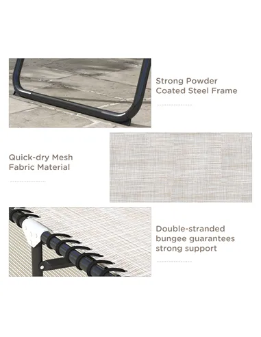 Outsunny Foldable Sun Lounger, Outdoor 4 Level Adjustable Backrest Reclining Chaise Chair, Steel Frame Recliner Chair for Campin