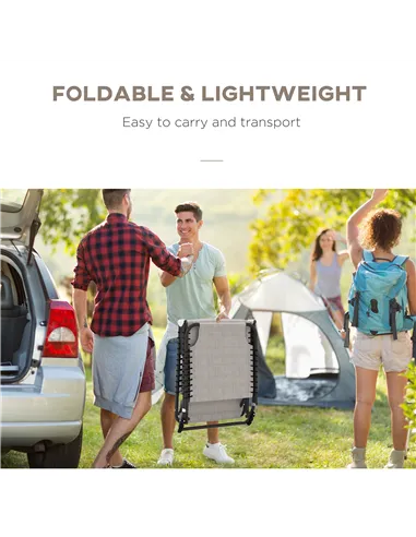 Outsunny Foldable Sun Lounger, Outdoor 4 Level Adjustable Backrest Reclining Chaise Chair, Steel Frame Recliner Chair for Campin