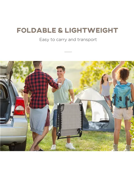 Outsunny Foldable Sun Lounger, Outdoor 4 Level Adjustable Backrest Reclining Chaise Chair, Steel Frame Recliner Chair for Campin