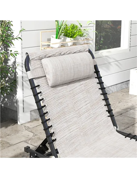 Outsunny Foldable Sun Lounger, Outdoor 4 Level Adjustable Backrest Reclining Chaise Chair, Steel Frame Recliner Chair for Campin