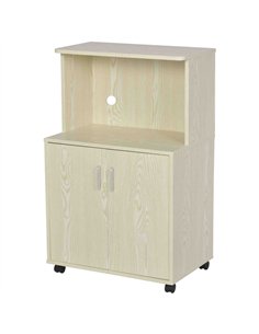 HOMCOM Kitchen Storage Unit, Modern Microwave Stand Trolley Cart, Sideboard with Cabinet,  Locking Wheels, Shelf for Living Room
