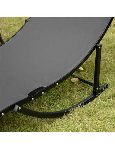 Outsunny Set of 2 S-shaped Foldable Lounge Chair Sun Lounger Reclining Outdoor Chair for Patio Beach Garden, Grey