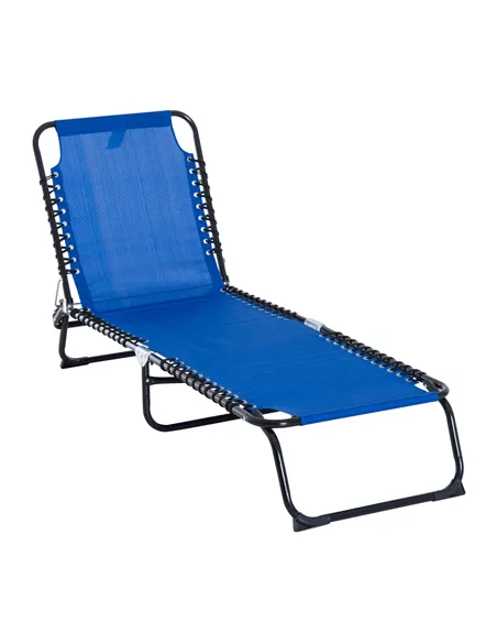 Outsunny Foldable Sun Lounger, Outdoor 4 Level Adjustable Backrest Reclining Chaise Chair, Steel Frame Recliner Chair for Campin