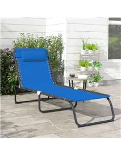 Outsunny Foldable Sun Lounger, Outdoor 4 Level Adjustable Backrest Reclining Chaise Chair, Steel Frame Recliner Chair for Campin 2