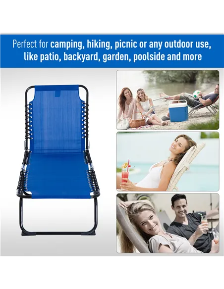 Outsunny Foldable Sun Lounger, Outdoor 4 Level Adjustable Backrest Reclining Chaise Chair, Steel Frame Recliner Chair for Campin