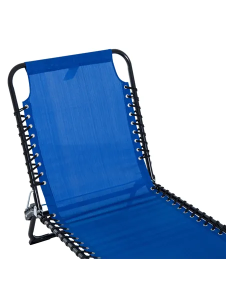 Outsunny Foldable Sun Lounger, Outdoor 4 Level Adjustable Backrest Reclining Chaise Chair, Steel Frame Recliner Chair for Campin