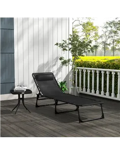 Outsunny Foldable Sun Lounger, Outdoor 4 Level Adjustable Backrest Reclining Chaise Chair, Steel Frame Recliner Chair for Campin 2