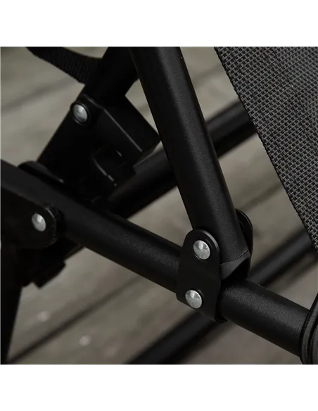 Outsunny Foldable Sun Lounger, Outdoor 4 Level Adjustable Backrest Reclining Chaise Chair, Steel Frame Recliner Chair for Campin