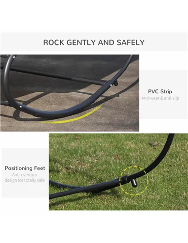 Outsunny Double Sun Lounger, Rocking Lounger Sunbed Daybed with Armrest and Headrest Pillow, for Two, For Outdoor Patio Garden, 