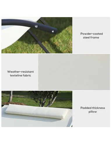 Outsunny Double Sun Lounger, Rocking Lounger Sunbed Daybed with Armrest and Headrest Pillow, for Two, For Outdoor Patio Garden, 