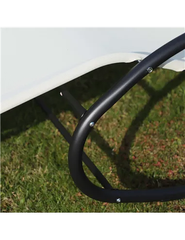 Outsunny Double Sun Lounger, Rocking Lounger Sunbed Daybed with Armrest and Headrest Pillow, for Two, For Outdoor Patio Garden, 