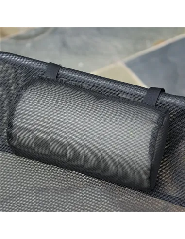 Outsunny Outdoor Foldable Sun Lounger, Adjustable Backrest Garden Recliner Sun Lounger Chair with Headrest Pillow, Black