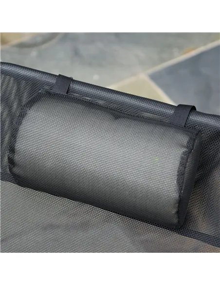 Outsunny Outdoor Foldable Sun Lounger, Adjustable Backrest Garden Recliner Sun Lounger Chair with Headrest Pillow, Black