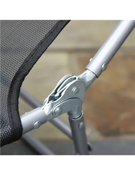 Outsunny Outdoor Foldable Sun Lounger, Adjustable Backrest Garden Recliner Sun Lounger Chair with Headrest Pillow, Black