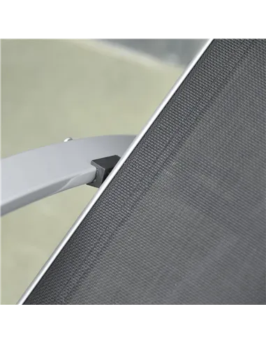 Outsunny 3 Pieces Sun Lounger Chair Set, Metal Frame Garden Outdoor Sunbathing Chair with Side Table and Armrest, Black