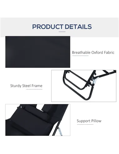 Outsunny Outdoor Folding Sun Lounger with Face Hole, 4 Level Adjustable Backrest Reclining Garden Lounger, Garden Recliner Sunbe