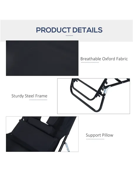 Outsunny Outdoor Folding Sun Lounger with Face Hole, 4 Level Adjustable Backrest Reclining Garden Lounger, Garden Recliner Sunbe