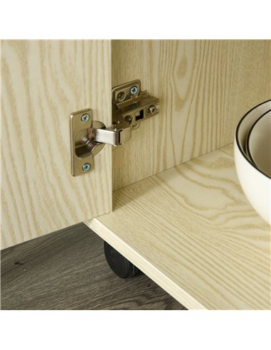 HOMCOM Kitchen Storage Unit, Modern Microwave Stand Trolley Cart, Sideboard with Cabinet,  Locking Wheels, Shelf for Living Room