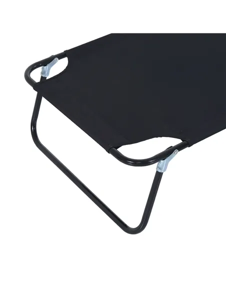 Outsunny Outdoor Folding Sun Lounger with Face Hole, 4 Level Adjustable Backrest Reclining Garden Lounger, Garden Recliner Sunbe