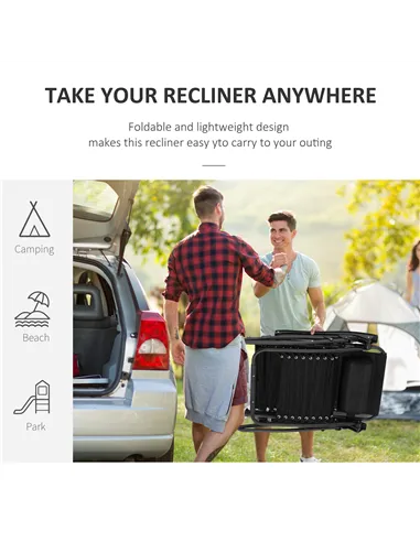 Outsunny Zero Gravity Chair Metal Frame Texteline Armchair Outdoor Folding and Reclining Sun Lounger with Head Pillow for Patio 