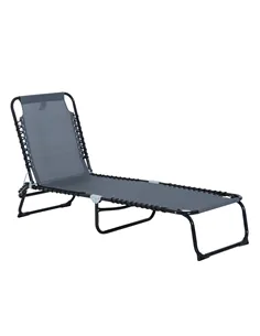 Outsunny Foldable Sun Lounger, Outdoor 4 Level Adjustable Backrest Reclining Chaise Chair, Steel Frame Recliner Chair for Campin