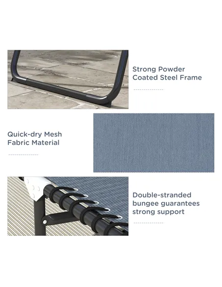 Outsunny Foldable Sun Lounger, Outdoor 4 Level Adjustable Backrest Reclining Chaise Chair, Steel Frame Recliner Chair for Campin