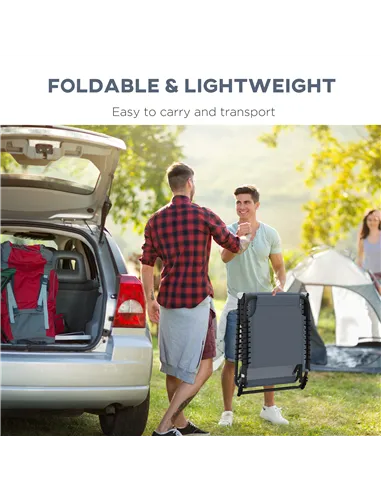 Outsunny Foldable Sun Lounger, Outdoor 4 Level Adjustable Backrest Reclining Chaise Chair, Steel Frame Recliner Chair for Campin