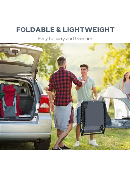 Outsunny Foldable Sun Lounger, Outdoor 4 Level Adjustable Backrest Reclining Chaise Chair, Steel Frame Recliner Chair for Campin