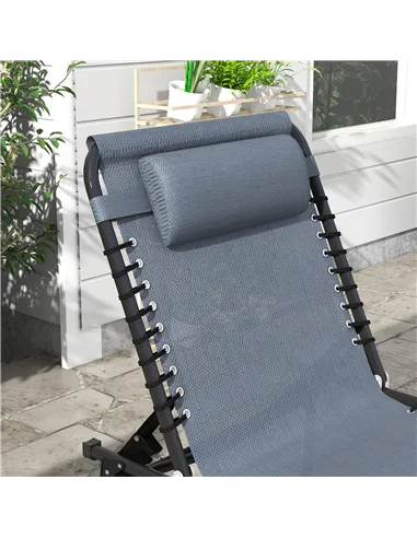 Outsunny Foldable Sun Lounger, Outdoor 4 Level Adjustable Backrest Reclining Chaise Chair, Steel Frame Recliner Chair for Campin