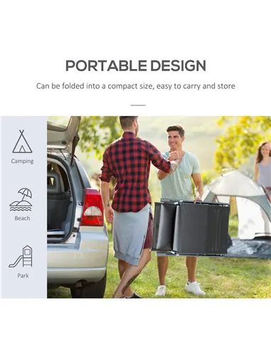 Outsunny Sun Lounger Steel Frame Outdoor Folding Chaise Texteline Lounge Chair Recliner with Headrest & 7 Levels Adjustable Back