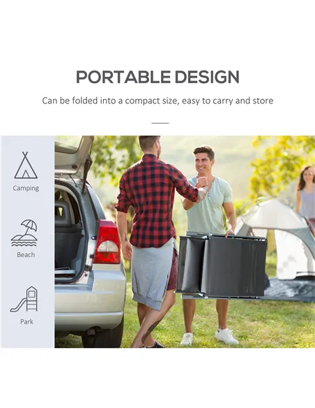 Outsunny Sun Lounger Steel Frame Outdoor Folding Chaise Texteline Lounge Chair Recliner with Headrest & 7 Levels Adjustable Back