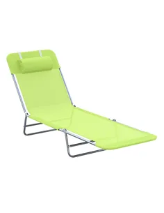 Outsunny Single Folding Sun Lounger - Green