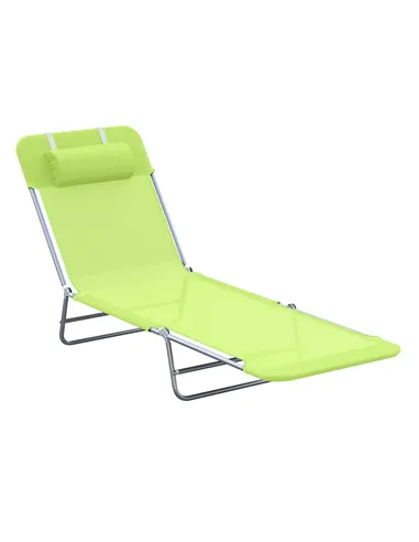 Outsunny Single Folding Sun Lounger - Green