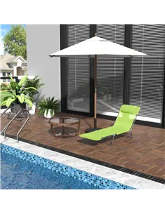 Outsunny Single Folding Sun Lounger - Green 2