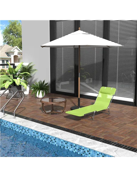 Outsunny Single Folding Sun Lounger - Green