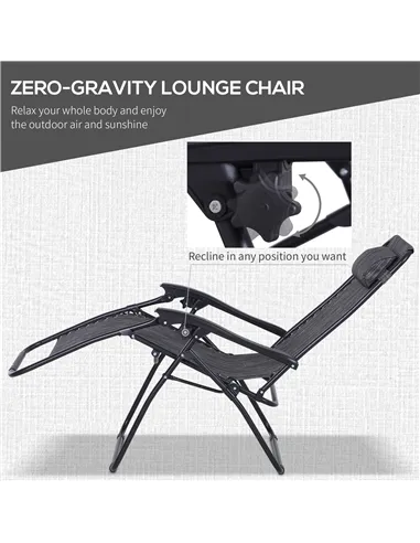 Outsunny 3pcs Folding Zero Gravity Chairs Sun Lounger Table Set w/ Cup Holders Reclining Garden Yard Pool, Light Grey