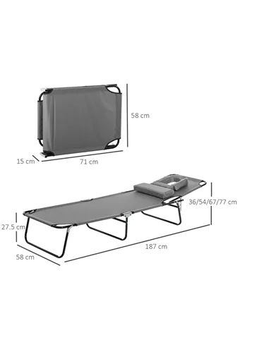 Outsunny Folding Sun Lounger Reclining Chair w/ Pillow Reading Hole Garden Beach